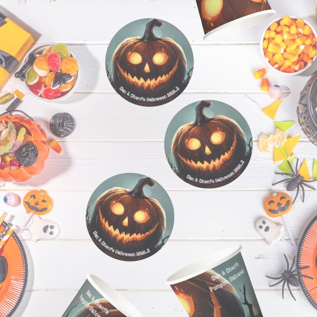 Hells Pumpkin Halloween Party Round Paper Coaster (Hells Pumpkin Halloween Party Round Paper Coaster)