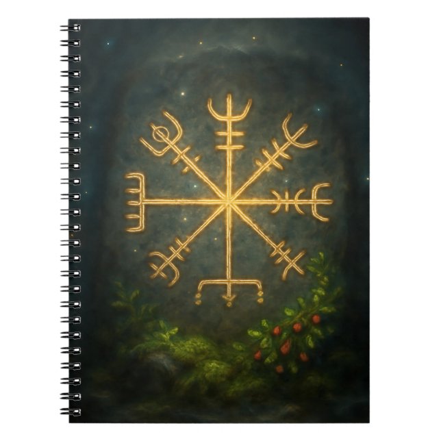 Helm of Awe Aegishjalmur Norse Protective Symbol   Notebook (Front)