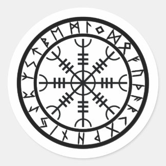 Helm of Awe - Rune Circle Classic Round Sticker