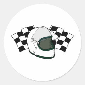 Helmet & Flags Classic Round Sticker