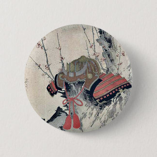 Helmet on a Plum Tree by Ryusai, Shigeharu Ukiyoe 6 Cm Round Badge