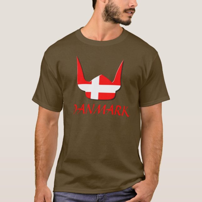 Helmet Viking Flag Denmark Danmark Design T-Shirt (Front)