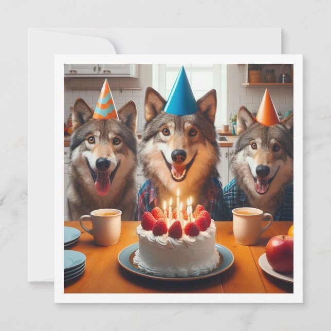Help celebrate our wild one, wolf birthday invitation (Front)