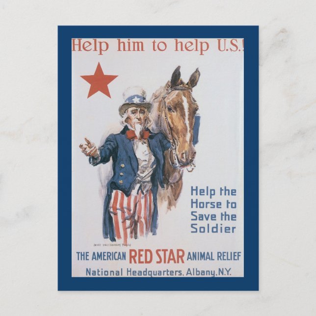 Help Him to Help U.S.! Postcard (Front)
