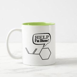 Help I’m diene, funny Chemistry Two-Tone Coffee Mug