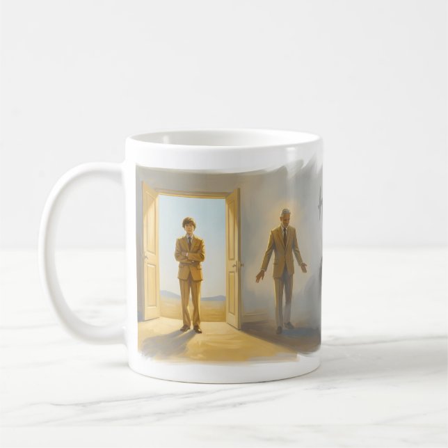 Help! — Man Lost in Fog Finds His Way Mug (Left)