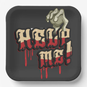 Help Me with Zombie Hand Paper Plate