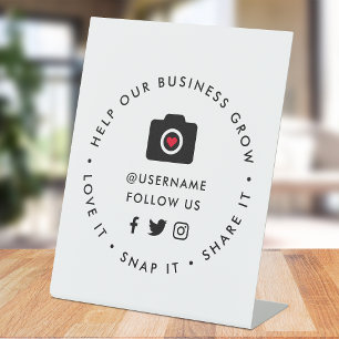 Help our Business Grow   Snap Share Social Media Pedestal Sign