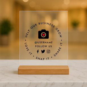 Help our Business Grow   Social Medial Followers Acrylic Sign