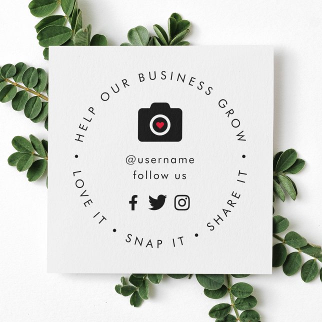 Help our Business Grow | Social Medial Followers Square Business Card (Creator Uploaded)