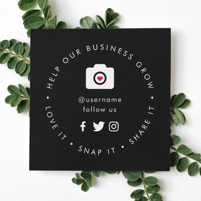 Help our Business Grow | Social Medial Followers Square Business Card (Editable "Help our business grow" social media icon enclosure / business cards for small businesses.)