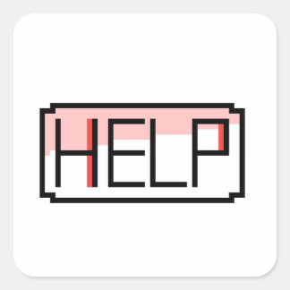 Help! Retro RPG Chat Box Pixel Design Square Sticker