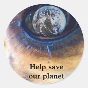 Help save our planet/ Earth Day_Sticker Classic Round Sticker