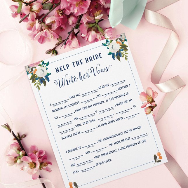 Help the Bride Write Her Vows Bridal Shower Game (Creator Uploaded)