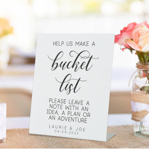 Help Us Make a Bucket List Wedding Pedestal Sign