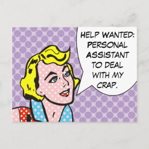 Help Wanted Funny Comic Book Postcard