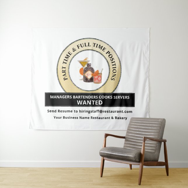 Help Wanted Jobs Hiring Sign Personalise  Tapestry (In Situ (Horizontal))