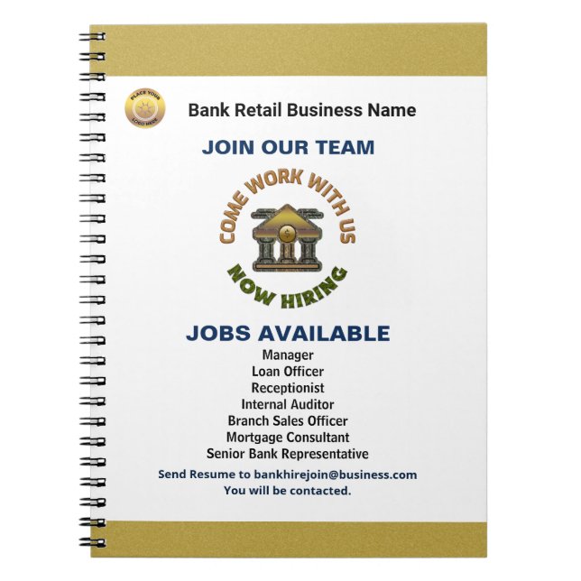 Help Wanted Now Hiring Employees Logo Custom   Notebook (Front)