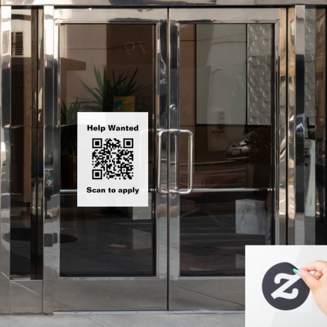 Help Wanted Scan to Apply QR Code White Template (Office Door)