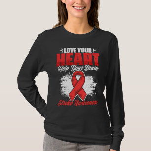 Help Your Brain Stroke Survivor Red Ribbon Stroke  T-Shirt