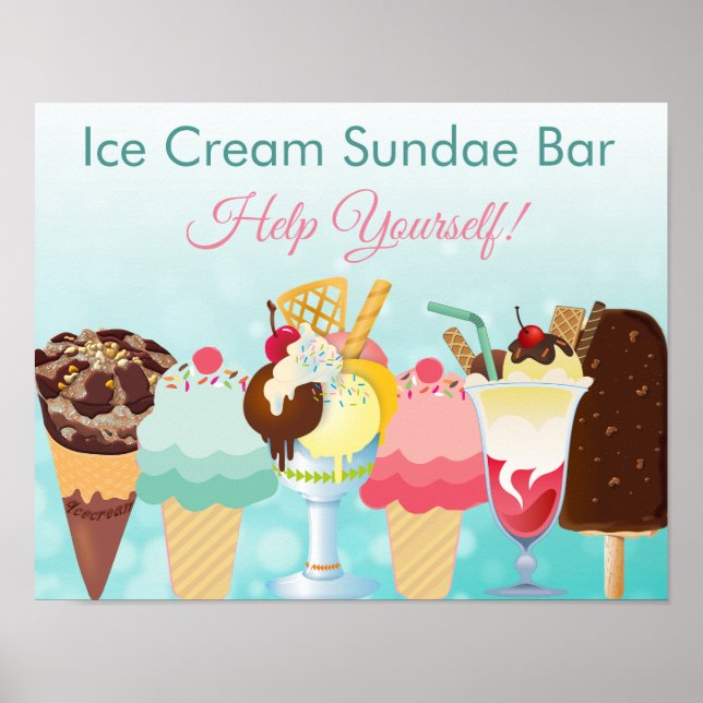 Help Yourself Ice Cream Sundae Bar Poster (Front)