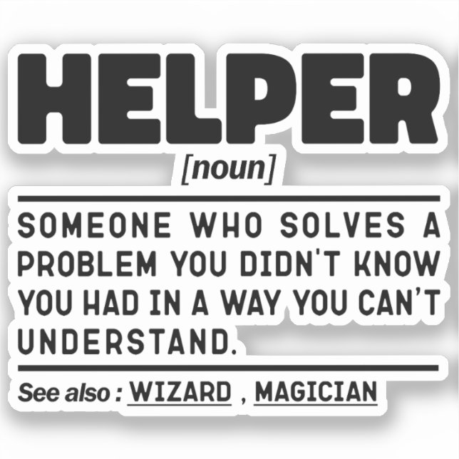 Helper Noun Definition Funny Specialist Worker  (Front)