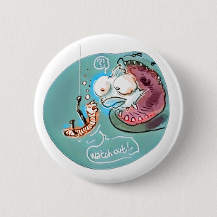 helpful fishbait earthworm funny cartoon 6 cm round badge