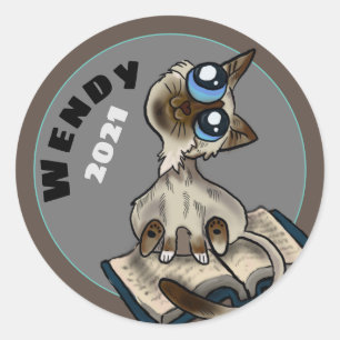 Helpful Study Cat Custom Classic Round Sticker