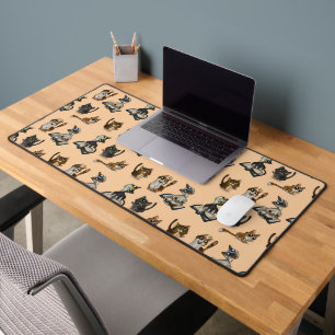 Helpful Study Cats Yellow Desk Mat