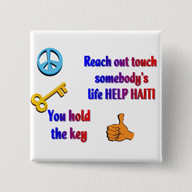 Helping HAITI_ 15 Cm Square Badge (Front)