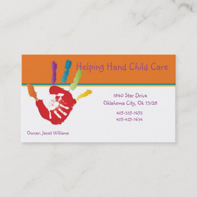 Helping Hand Child Care Business Card (Front)