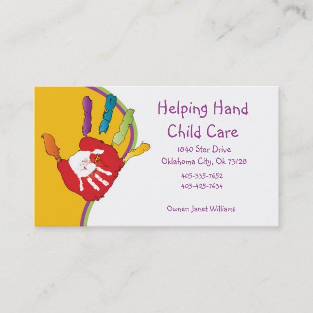 Helping Hand Child Care Business Card (Front)