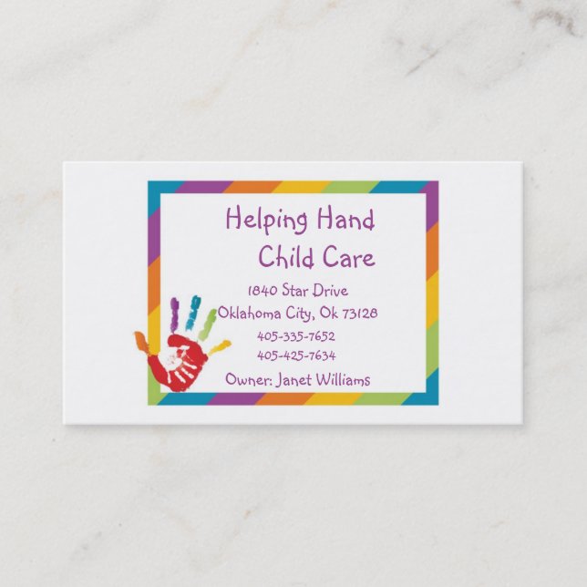 Helping Hand Child Care Business Card (Front)