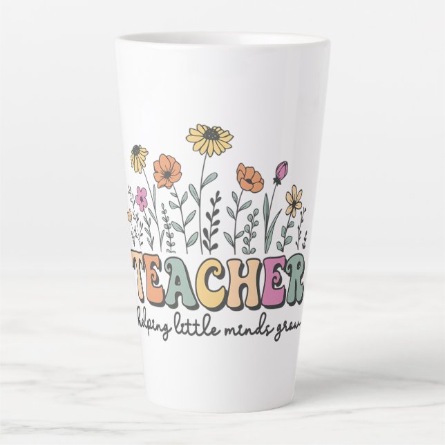 Helping Little Minds Grow – A Floral Tribute Latte Mug (Front)