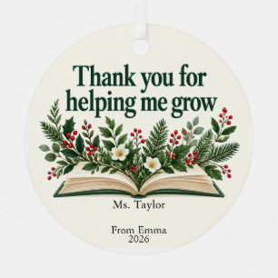 Helping Me Grow Teacher Thank You Book Garden Metal Tree Decoration