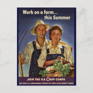 Helping on the Farm Conservation During WWII Postcard