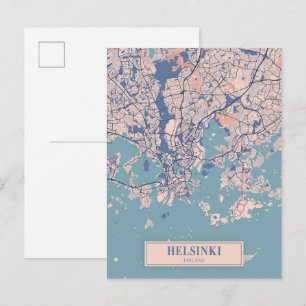 Helsinki Finland Breezy City Map Travel Postcard