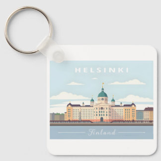Helsinki Finland Cathedral Pastel Travel Key Ring