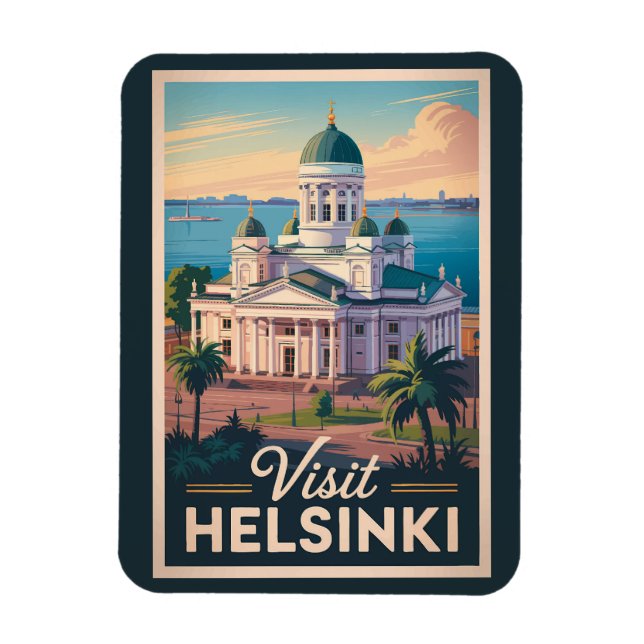 Helsinki Finland Cathedral Travel Art Vintage Magnet (Vertical)