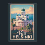 Helsinki Finland Cathedral Travel Art Vintage Postcard<br><div class="desc">Helsinki retro vector travel design. From the iconic Helsinki Cathedral to the historic Suomenlinna Fortress,  the city offers a perfect mix of modern innovation and timeless beauty.</div>