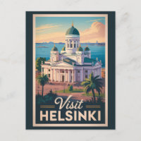 Helsinki Finland Cathedral Travel Art Vintage