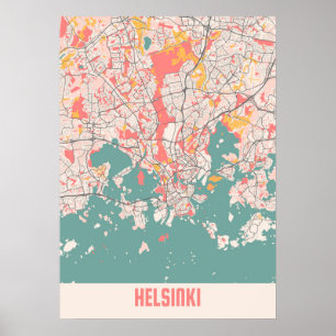Helsinki - Finland Chalk City Map Poster