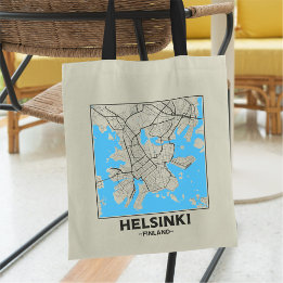 Helsinki, Finland City Map Tote Bag