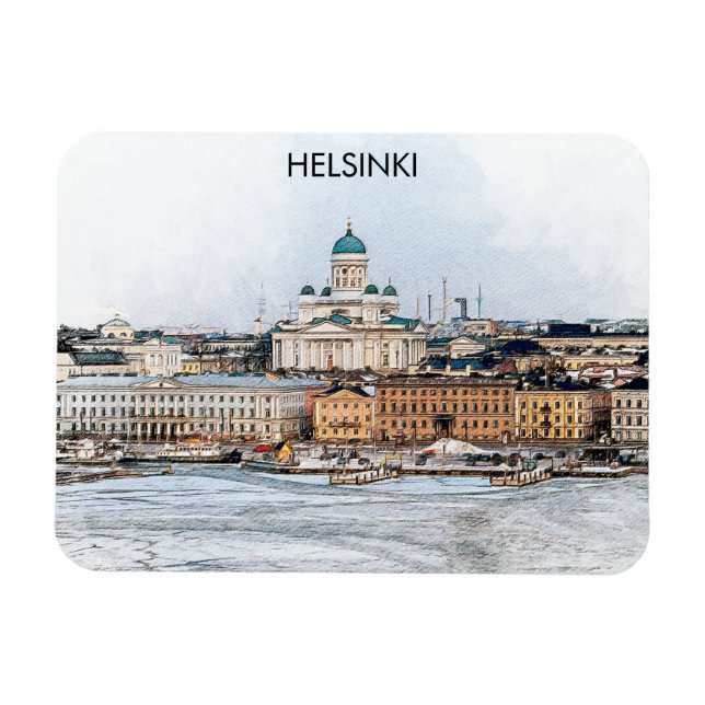 Helsinki Finland City Panorama View Magnet (Horizontal)