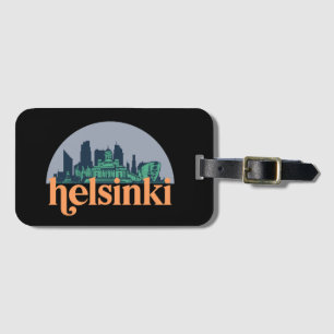 Helsinki Finland City Skyline Retro Cityscape Art Luggage Tag