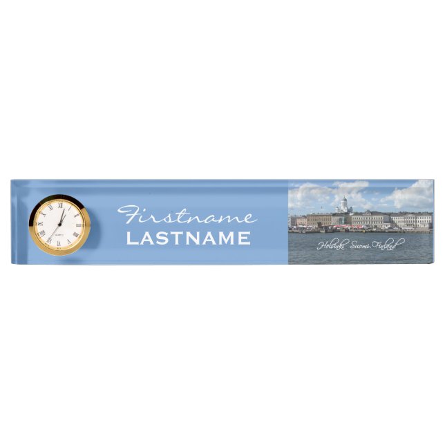 HELSINKI Finland custom desk name plate (Front)