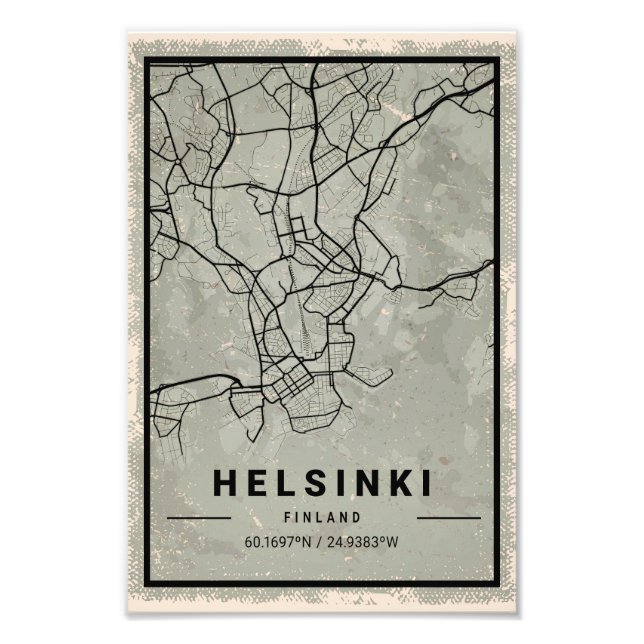 Helsinki finland map print poster canvas (Front)