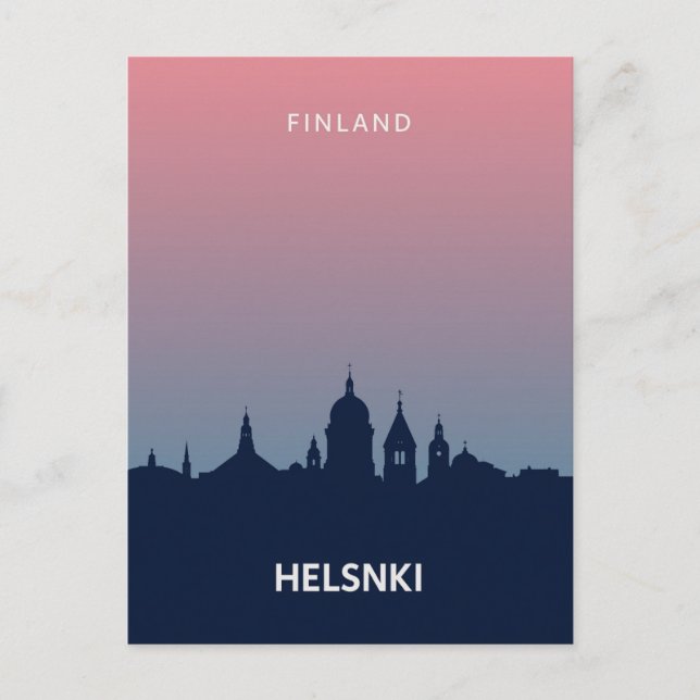 Helsinki Finland Minimalist Sunset Postcard (Front)