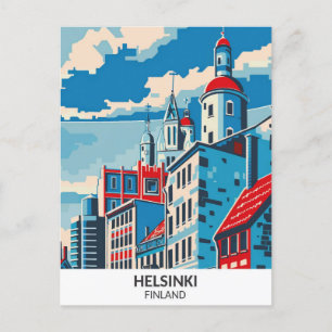 Helsinki Finland Retro Artwork Travel  Postcard