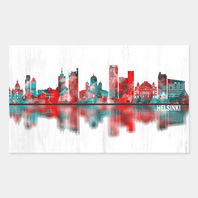 Helsinki Finland Skyline Rectangular Sticker (Front)